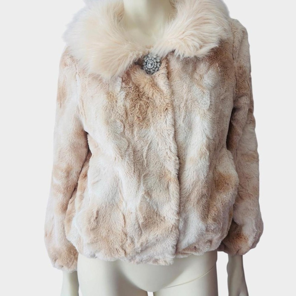 Marc New York Faux Fur Jacket with Rhinesotne Detail S